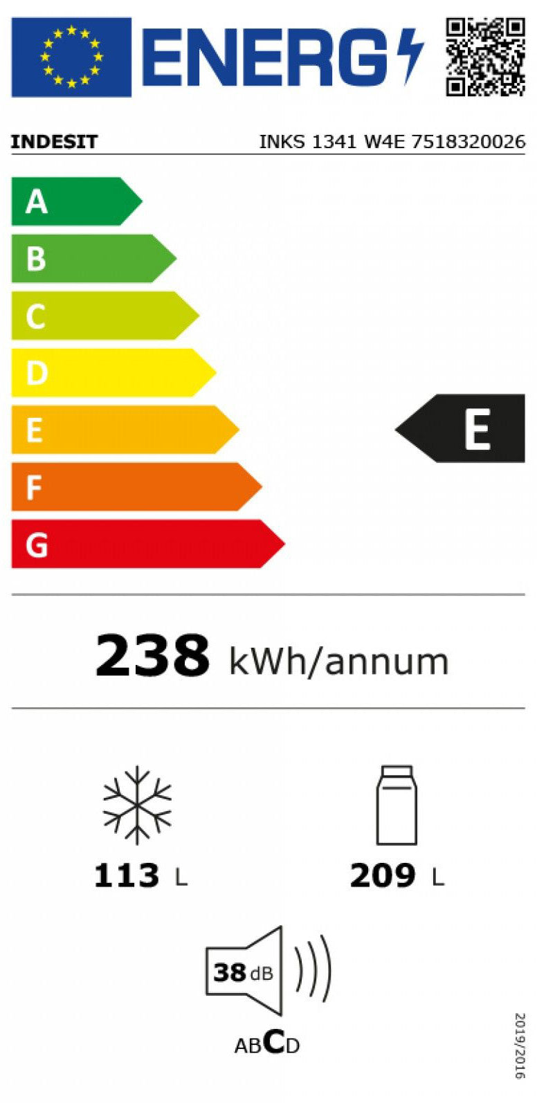 Indesit Combinado 1736X595X652MT 322LT Branco (e)