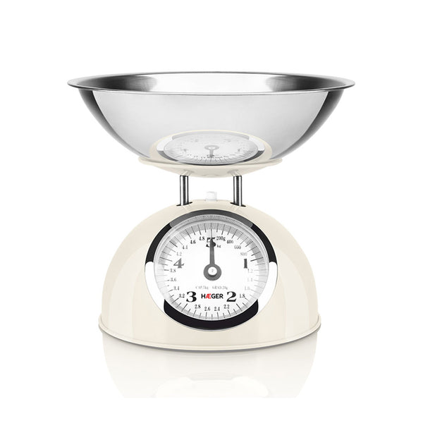 Haeger Balança Cozinha Mecanica 5KG Pastel Cream Taça INOX