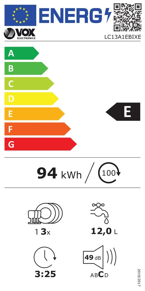 Máquina de Lavar Loiça VOX LC13A1EBIXE (13 Conjuntos)
