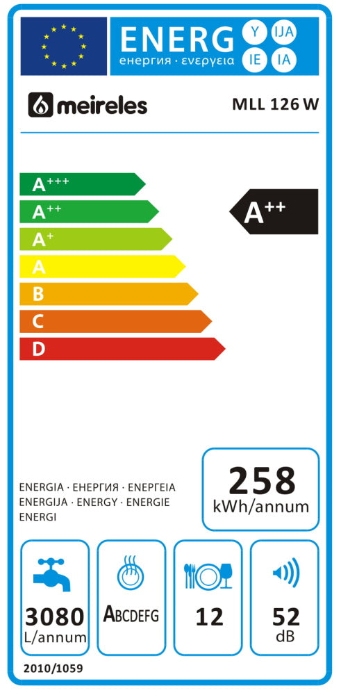 Máquina de Lavar Loiça Meireles MLL 126 W (12 Conjuntos - A++)