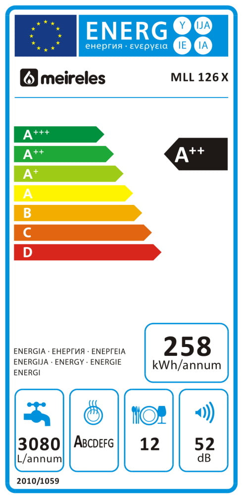 Máquina de Lavar Loiça Meireles MLL 126 X (12 Conjuntos - A++)