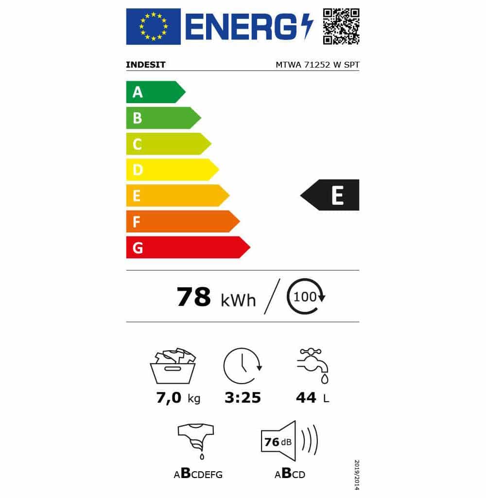 Máquina de Lavar Roupa INDESIT MTWA 71252 W SPT (7Kg - 1200 rpm)