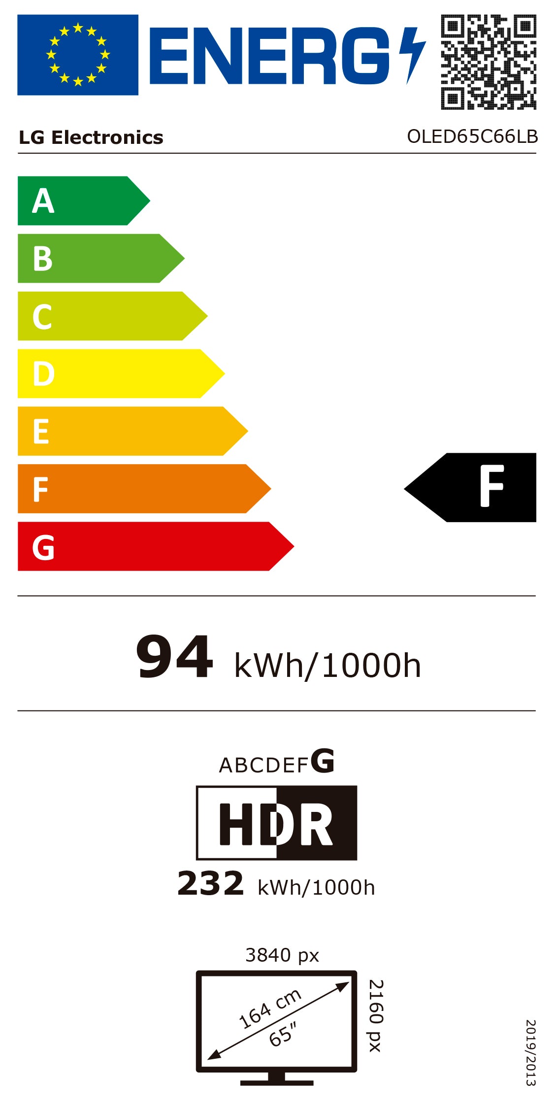 LG Oled 65" EVO 4K AI Smart TV Webos 4HDMI 3USB (f)