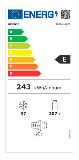 HISENSE COMBINADO 1860X589X595MT NF INOX (E) RB390N4ACE