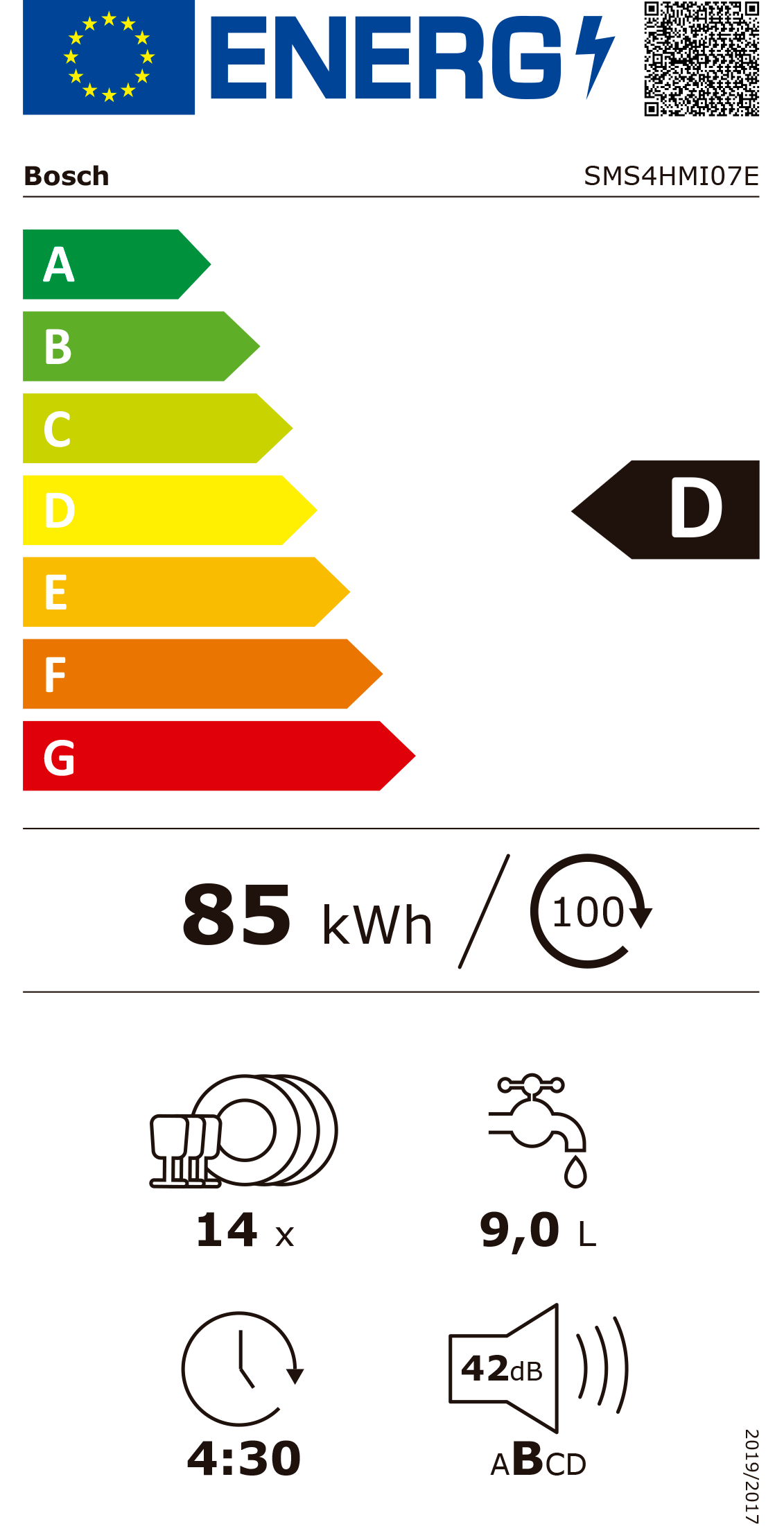 Máquina de Lavar Loiça BOSCH Serie 4 SMS4HMI07E (14 conjuntos Inox)