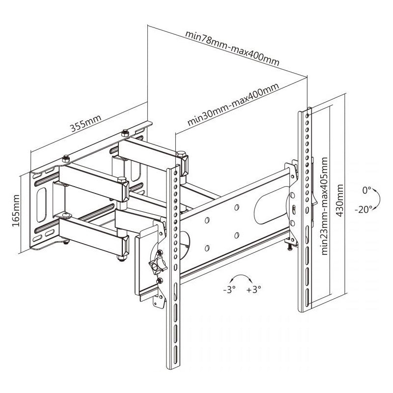 Suporte de TV CABLETECH UCH0198-2 (32'' a 55'' - Até 35kg)