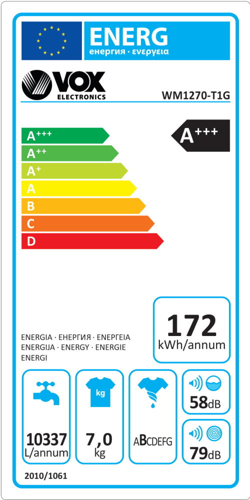 Máquina de Lavar Roupa VOX WM1270T1G (7Kg - 1200 rpm - A+++)