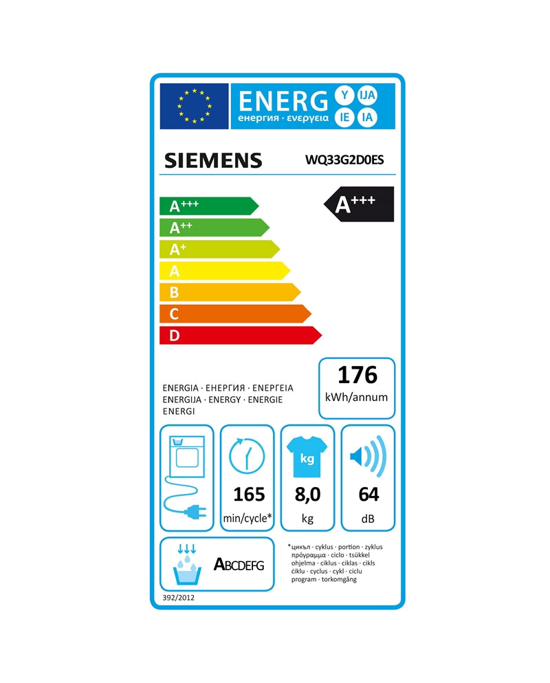 Máquina de Secar Roupa SIEMENS WQ33G2D0ES (8KG A+++)