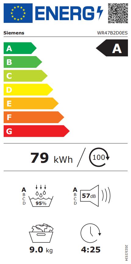 SIEMENS SECADOR ROUPA 9KG BOMBA CALOR (A) WR47B2D0ES