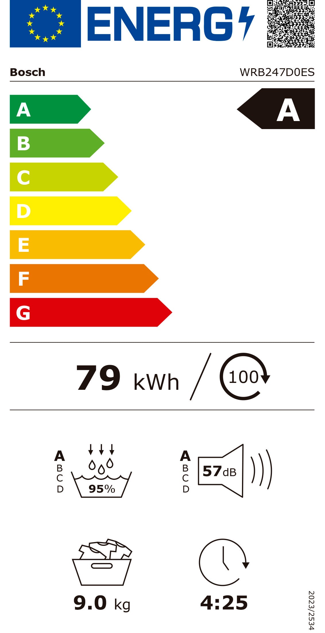 BOSCH SECADOR ROUPA 9KG BOMBA CALOR (A) WRB247D0ES