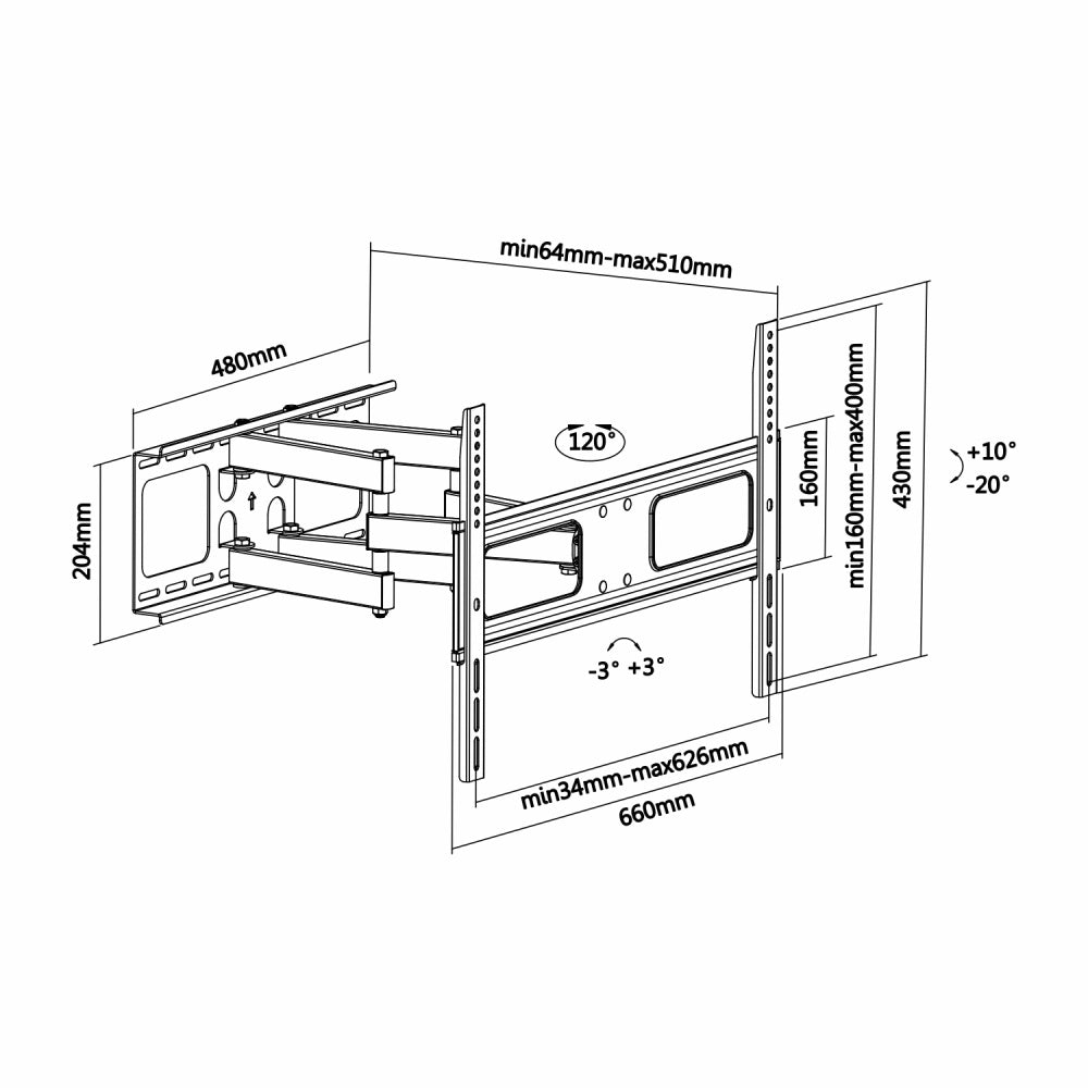 Suporte de TV AISENS WT70TSLE-027 (37'' a 70'' - Até 50kg)