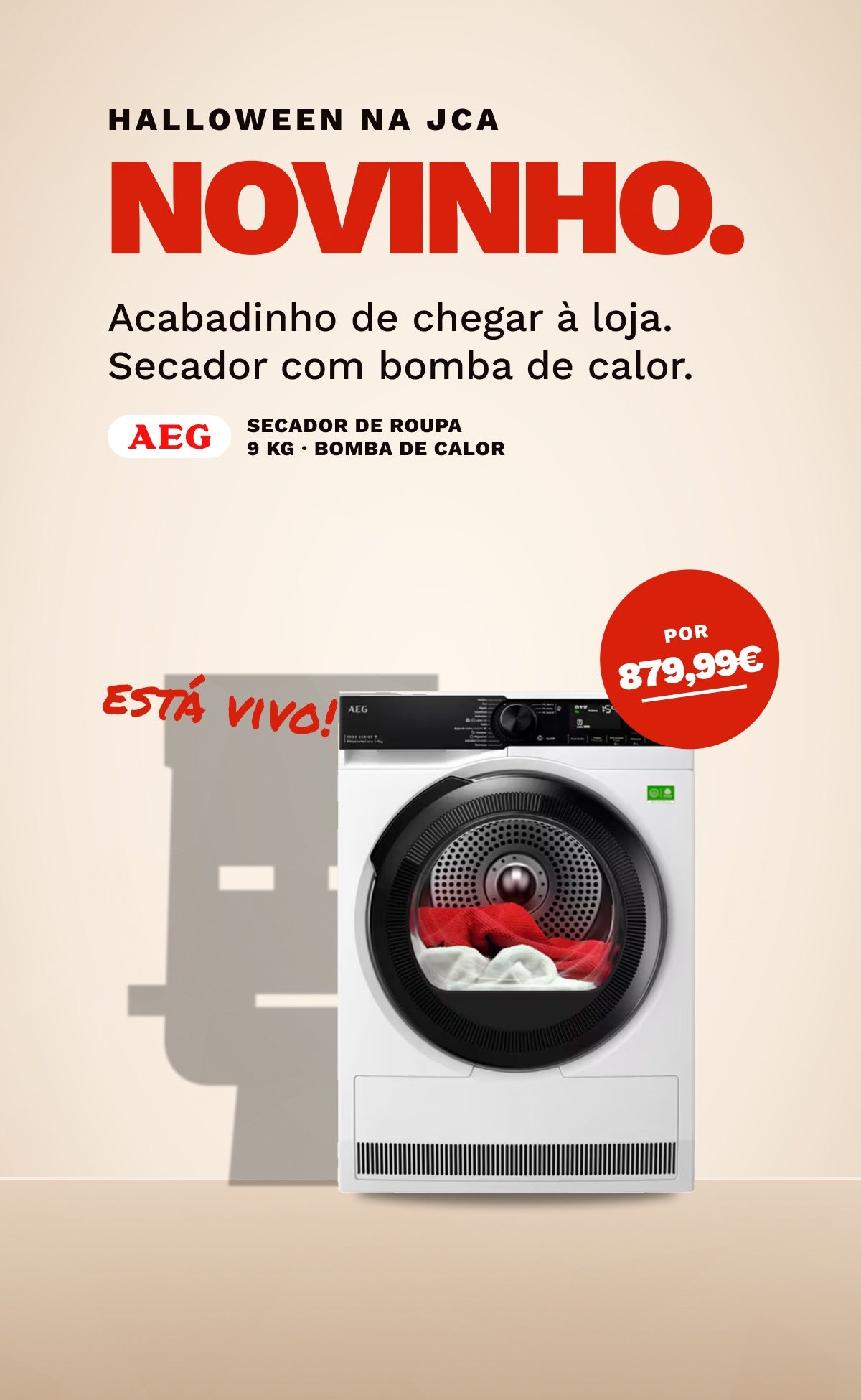 NOVINHO. Secador AEG 9 kg com bomba de calor por 879,99€