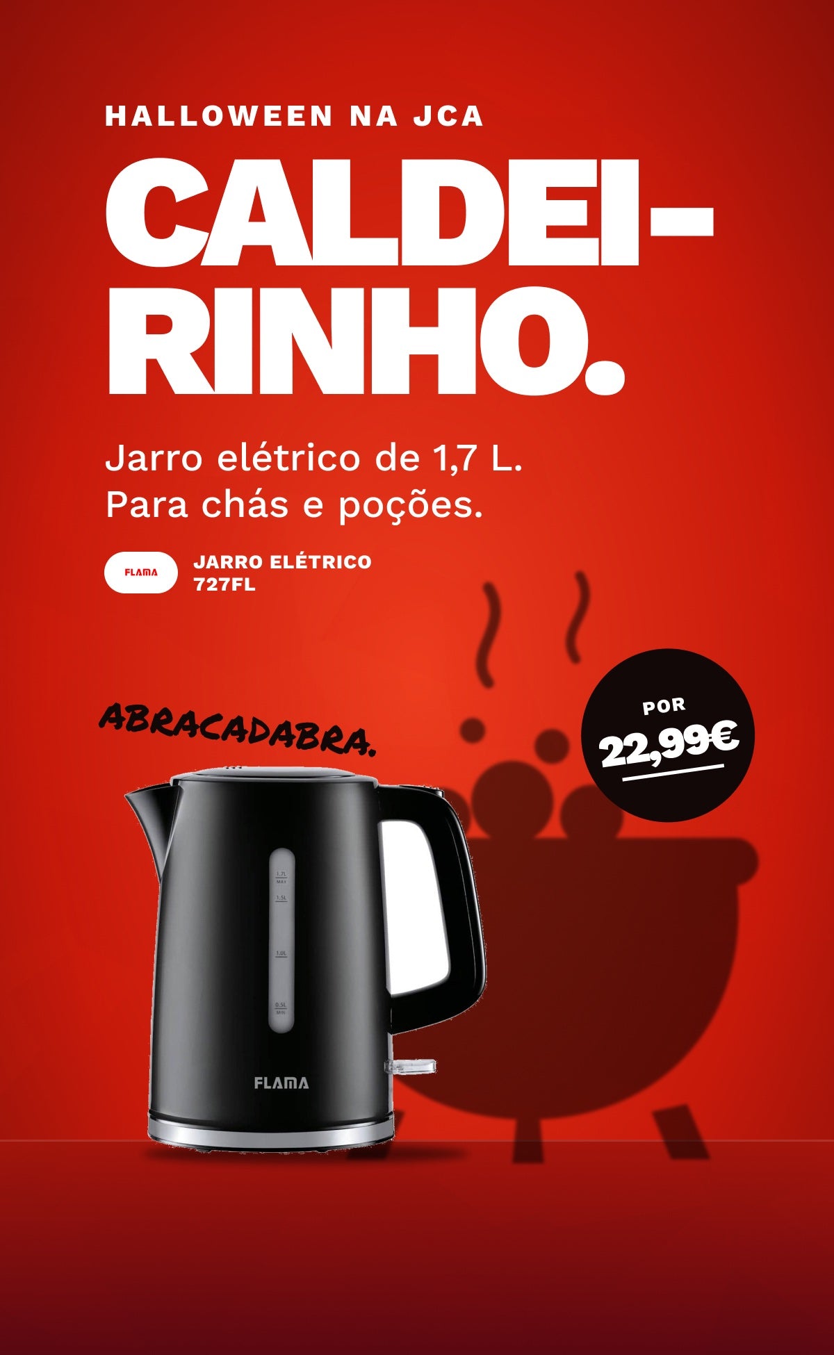 CALDEIRINHO. Jarro elétrico Flama 1,7 L por 22,99€